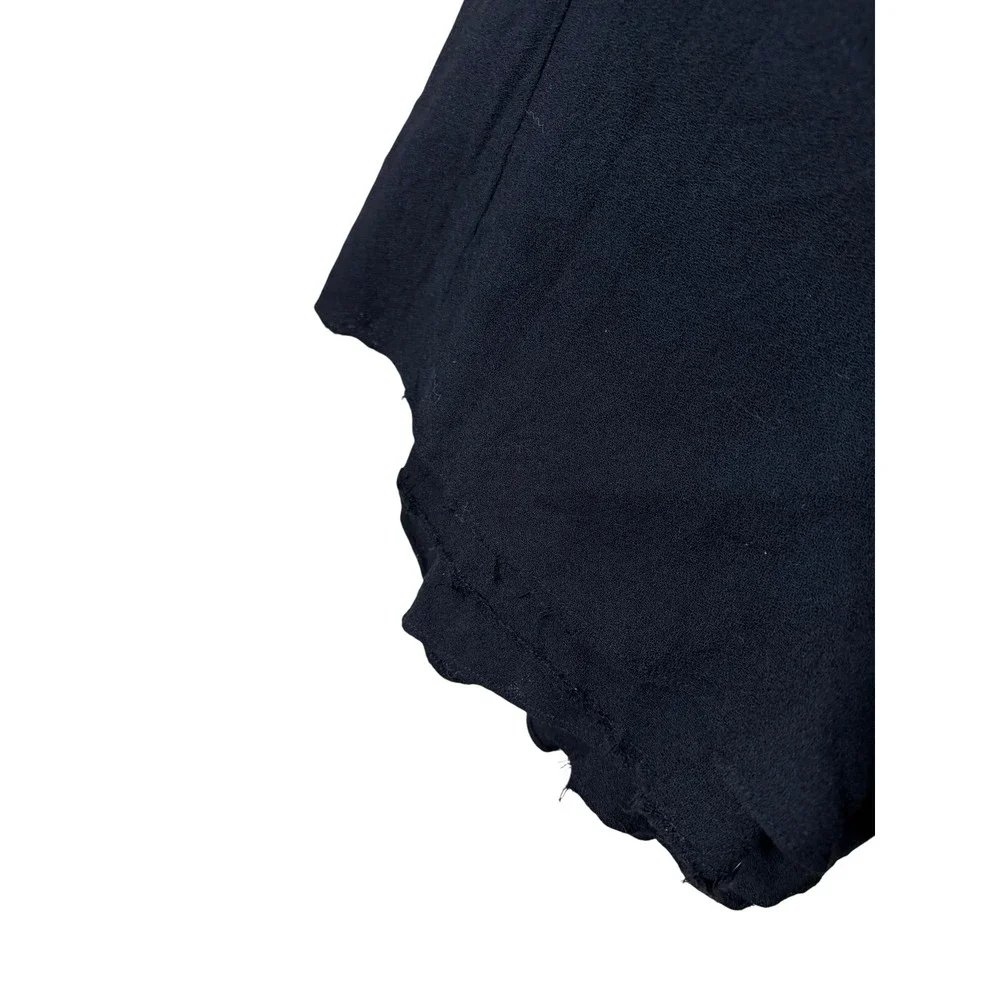 Vintage Anne Klein Black Crepe Midi Skirt High Waisted Raw Hem Size 8